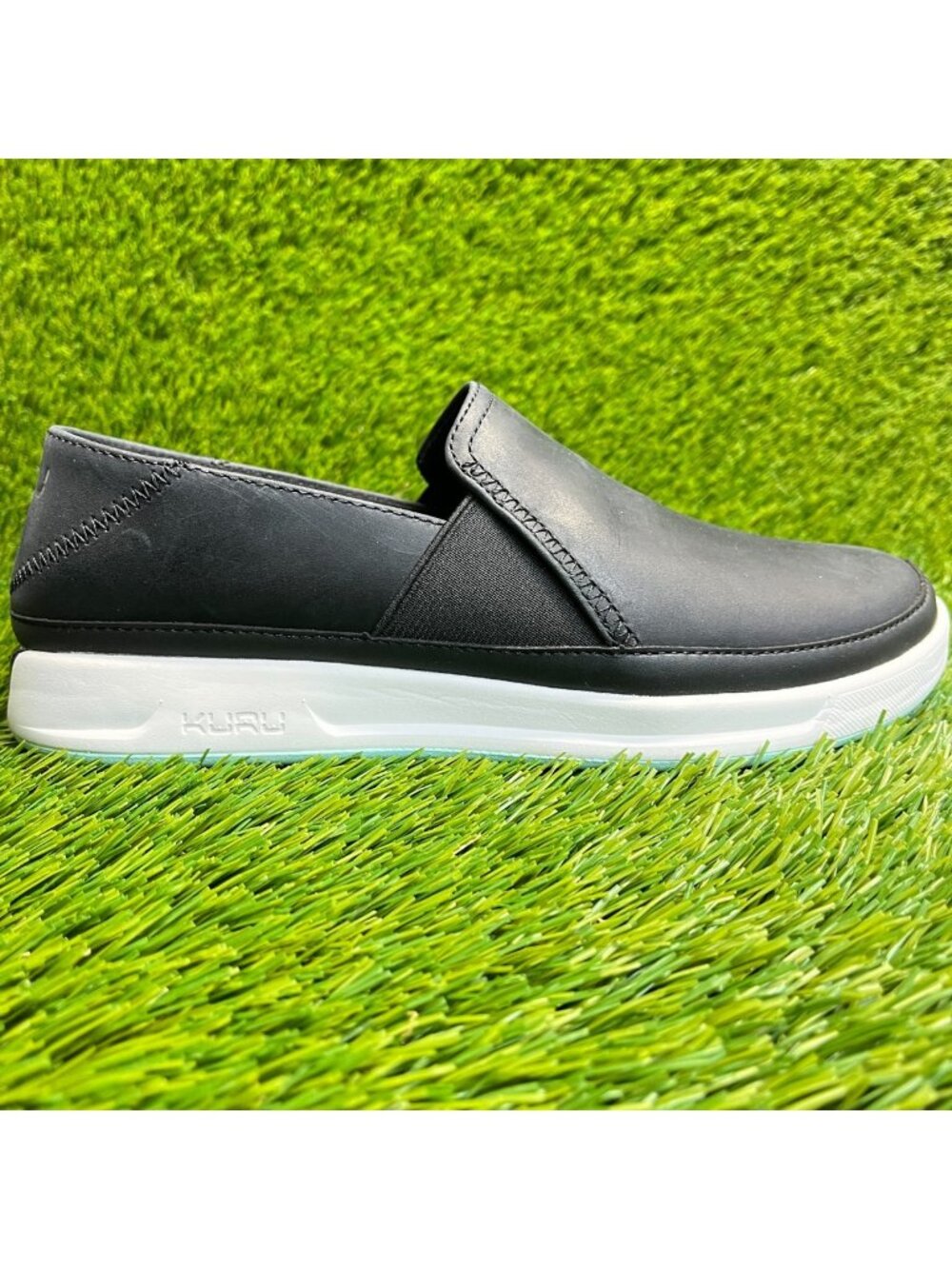 Kuru Roam Atla Womens Size 8 Black White Casual Walking Leather Slip-On Shoes